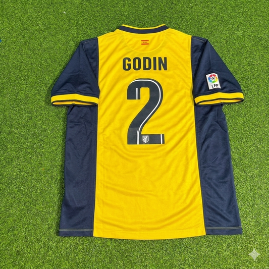 Diego Godín #2 Atlético Madrid 2013-2014 Away Yellow Football Jersey