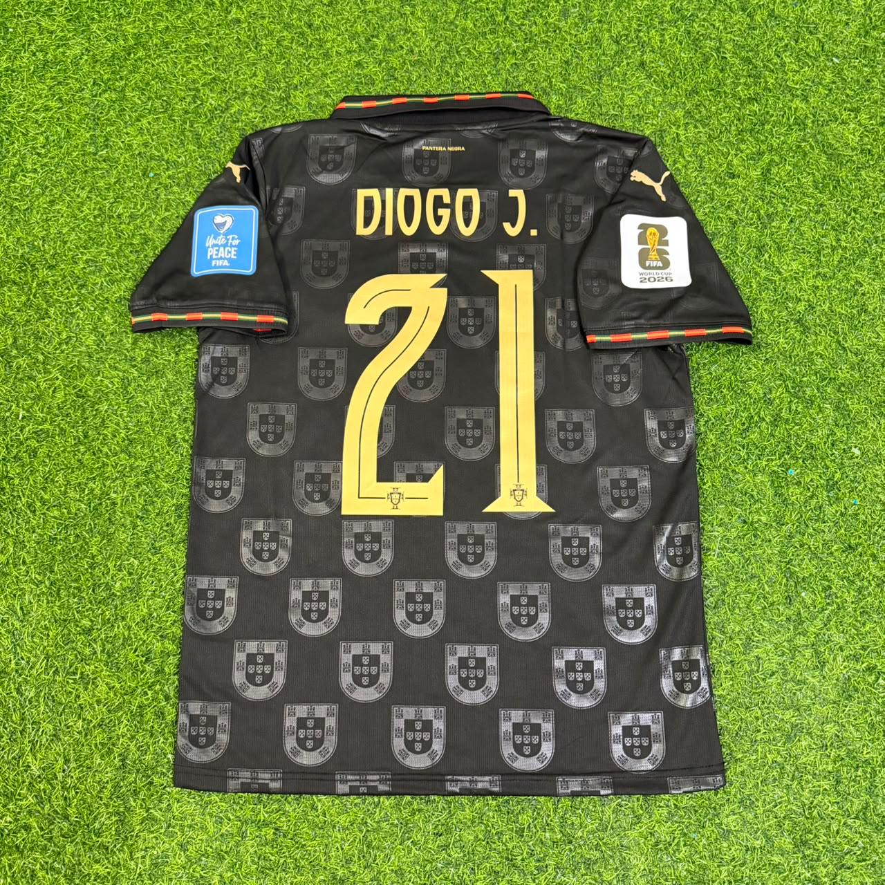 Diogo Jota #21  Portugal 2026 World Cup Black Football Jersey