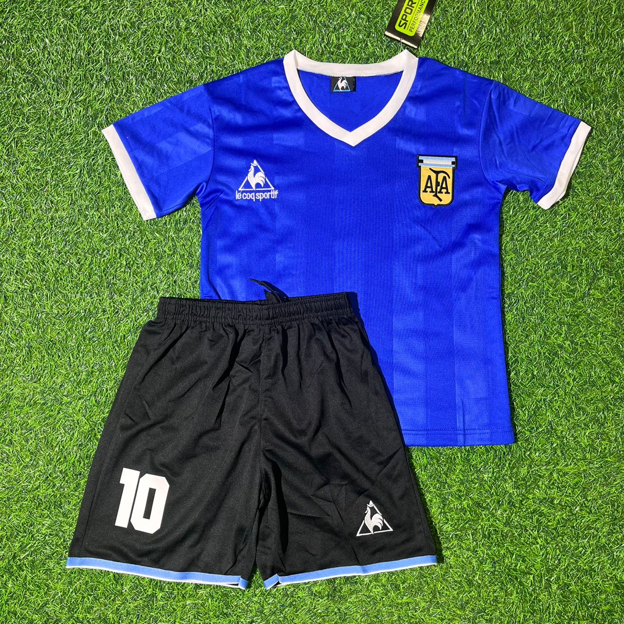 Diego Maradona Argentina 1986 World Cup Final Blue Kids Retro Football Jersey Kit