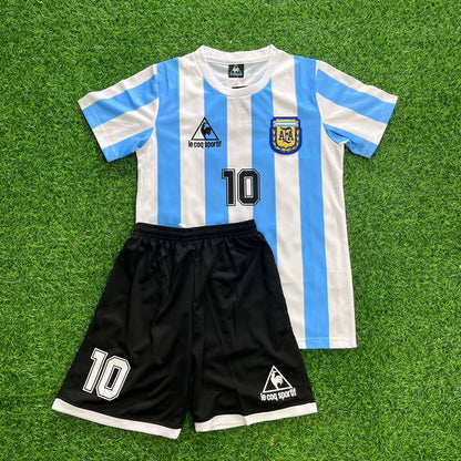 Diego Maradona Argentina Retro Kids Retro Football Jersey Kit