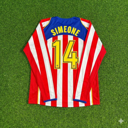 Diego Simeone #14 Atlético Madrid Spider-Man Long Sleeve Retro Football Jersey