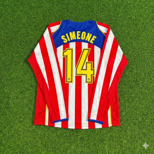 Diego Simeone #14 Atlético Madrid Spider-Man Long Sleeve Retro Football Jersey