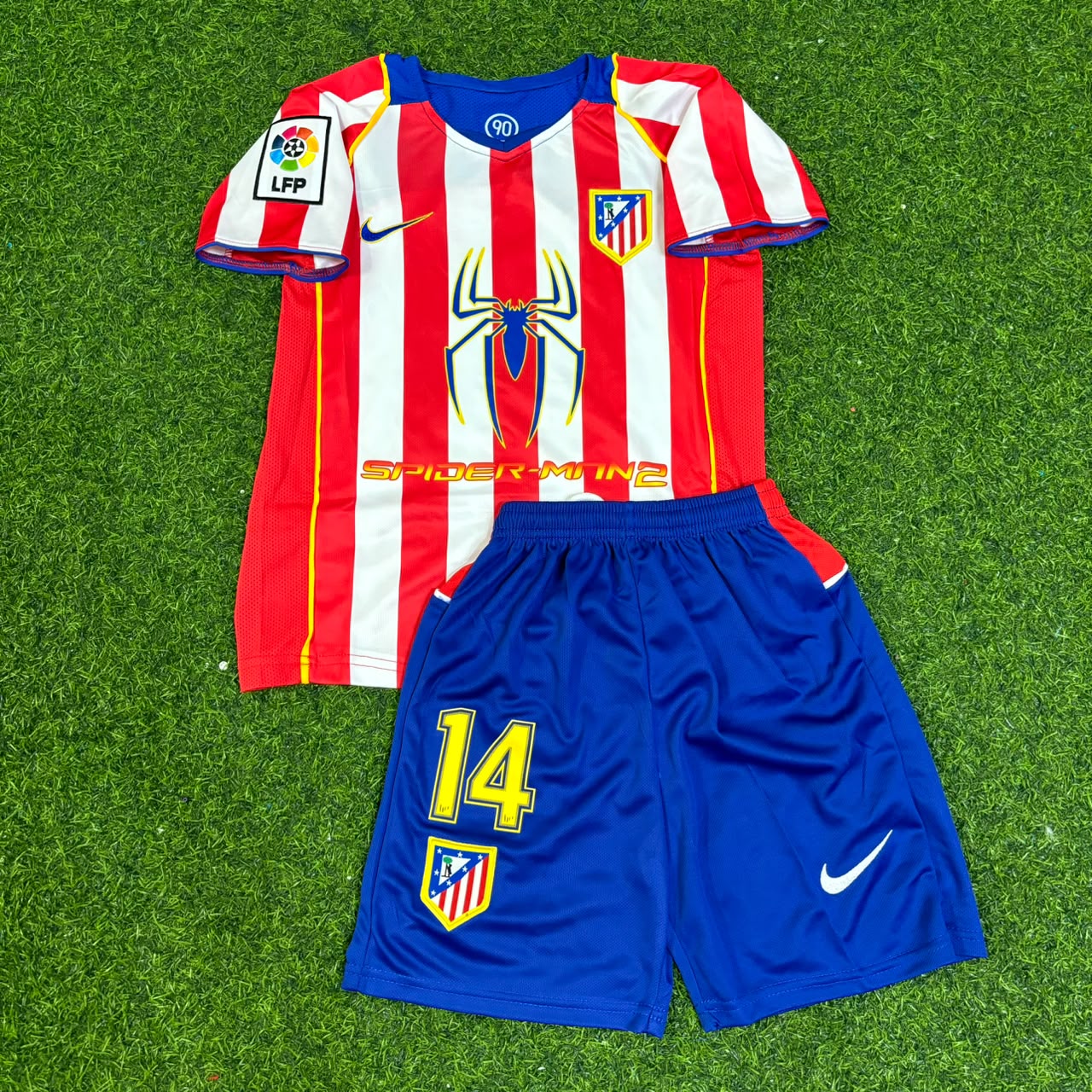 Diego Simeone #14 Atlético Madrid Spider-Man Kids Retro Football Jersey