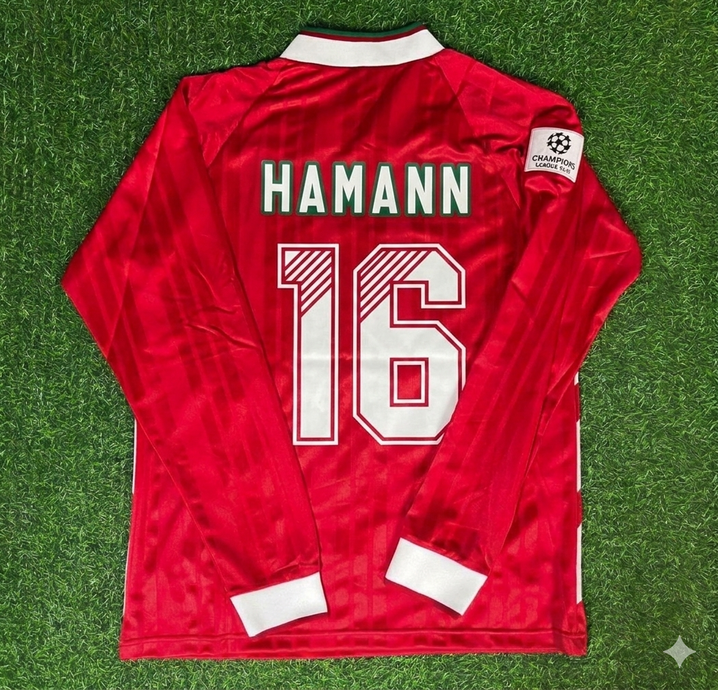 Dietmar Hamann Liverpool Long Sleeve Retro Kit Jersey Trikot Maillot Soccer Shirt