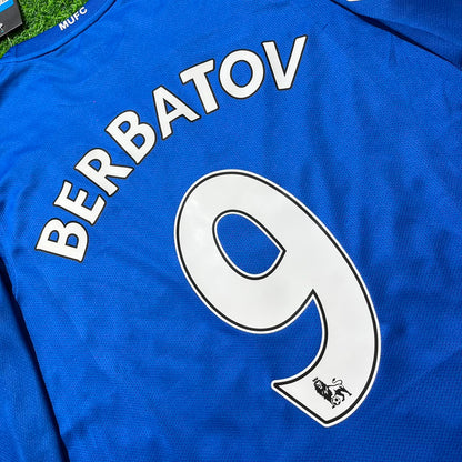 Dimitar Berbatov Manchester United 2008 Blue EPL Patch Retro Long Sleeve Football Jersey