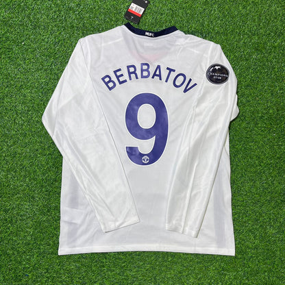 Dimitar Berbatov 9 Manchester United 2009 Champions Leage Final Rome Retro Long Sleeve Jersey Trikot