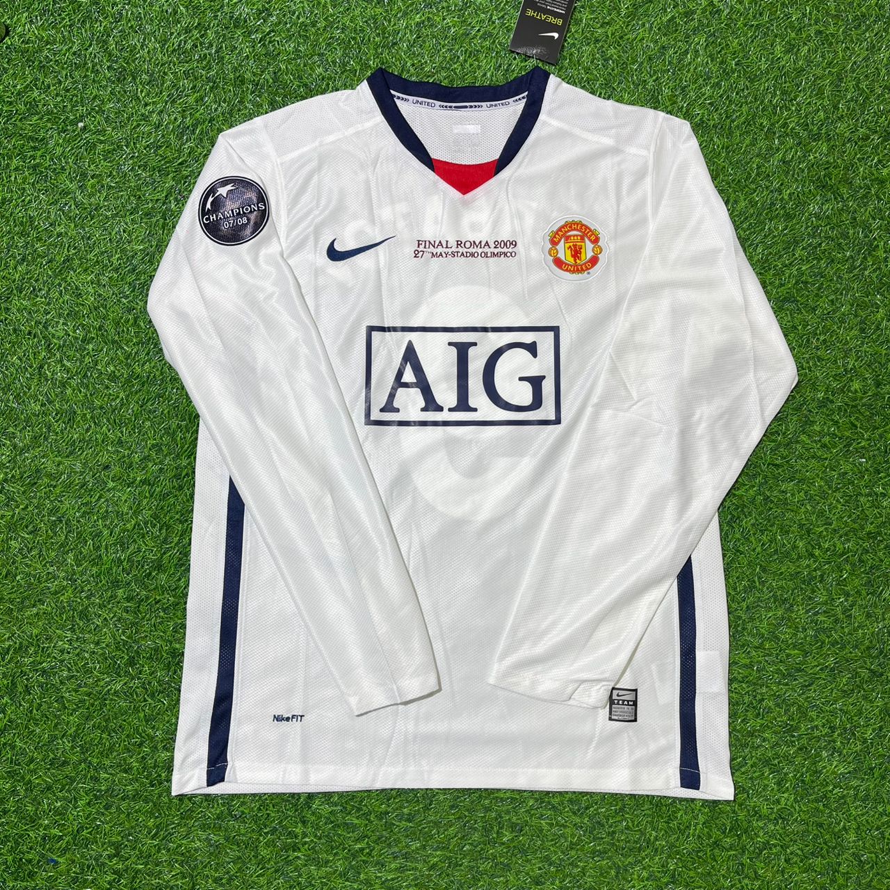 Dimitar Berbatov 9 Manchester United 2009 Champions Leage Final Rome Retro Long Sleeve Jersey Trikot