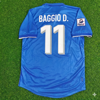 Dino Baggio Italy 1998 World Cup Home Blue Retro Football Jersey
