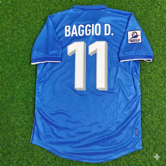 Dino Baggio Italy 1998 World Cup Home Blue Retro Football Jersey