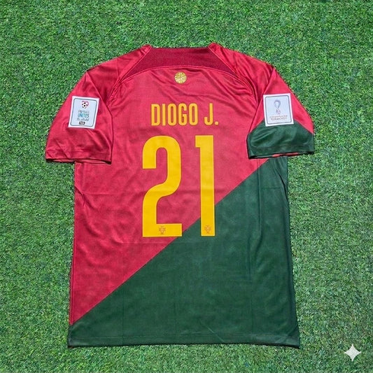 Diogo Jota #21 Portugal 2022 World Cup Home Retro Football Jersey