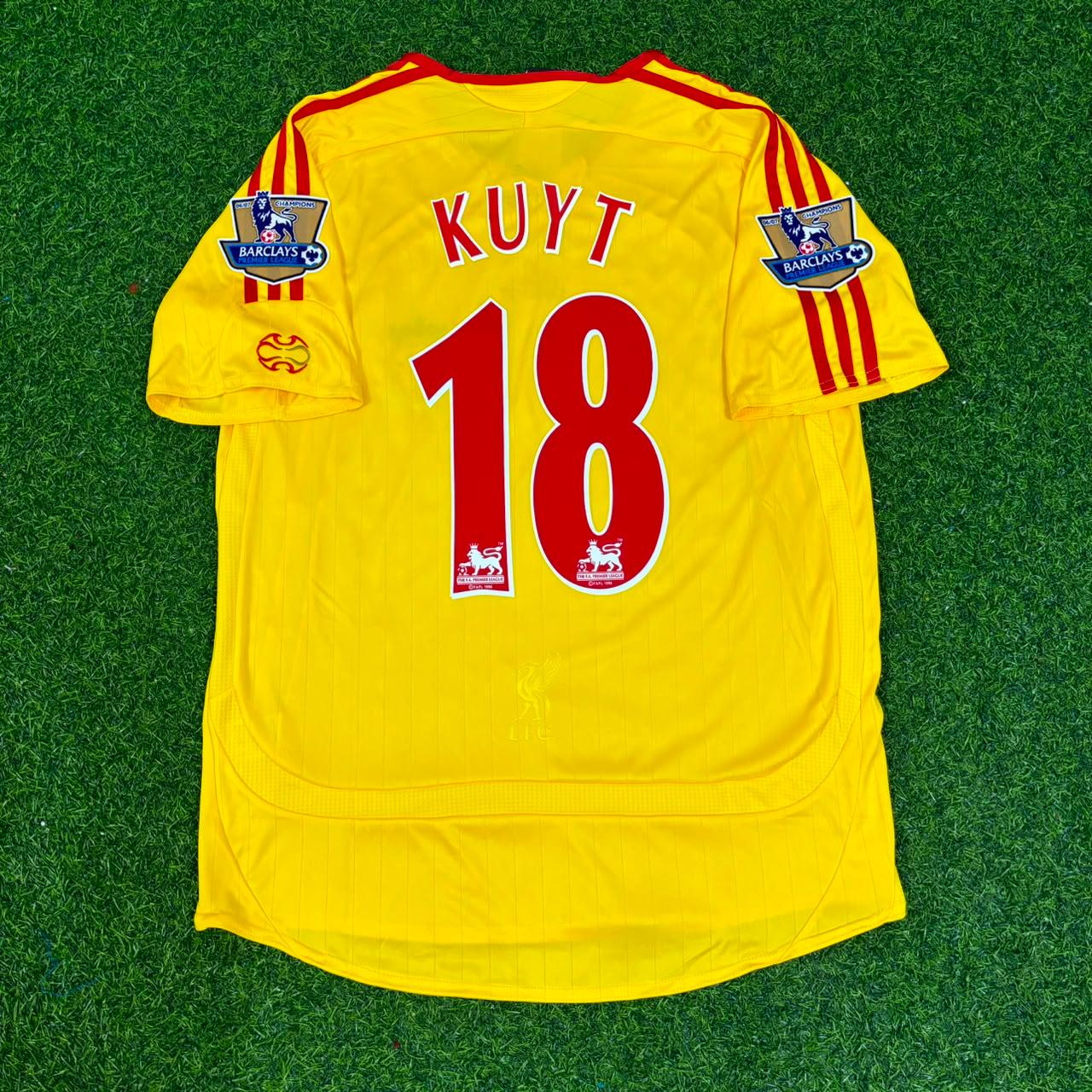 Dirk Kuyt Liverpool 2006/2007 Yellow Retro Football Jersey Kit