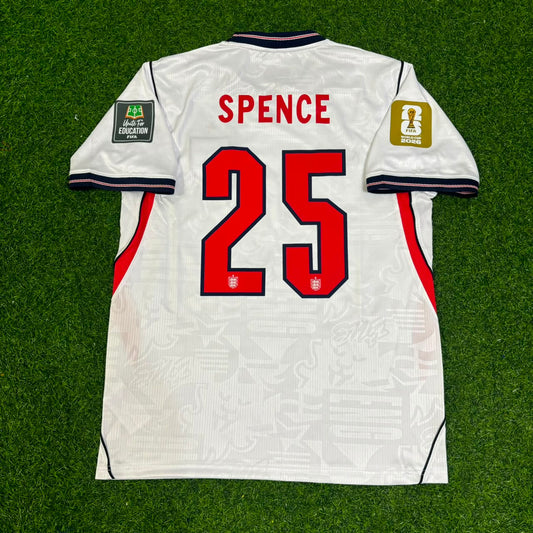 Djed Spence #25 England 2026 World Cup Home White Football Jersey