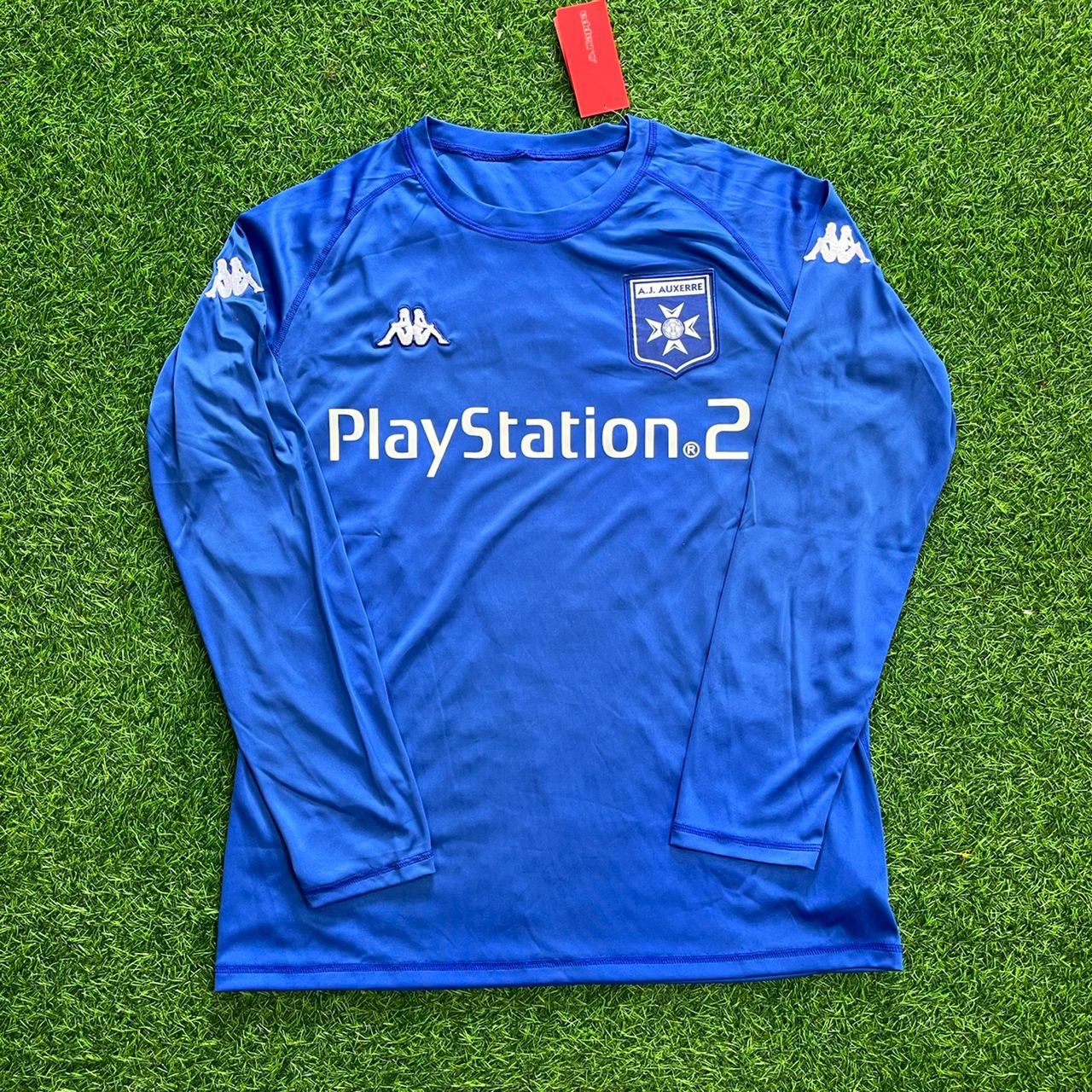 Djibril Cisse Auxerre 2003 Blue Long Sleeve Retro Jersey Maillot