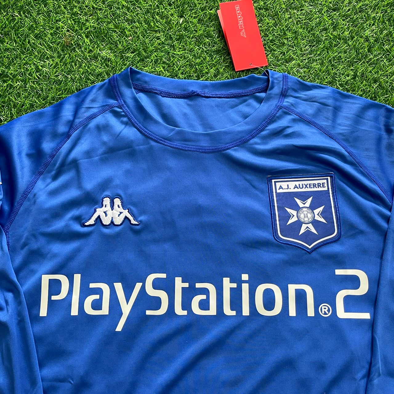 Djibril Cisse Auxerre 2003 Blue Long Sleeve Retro Jersey Maillot