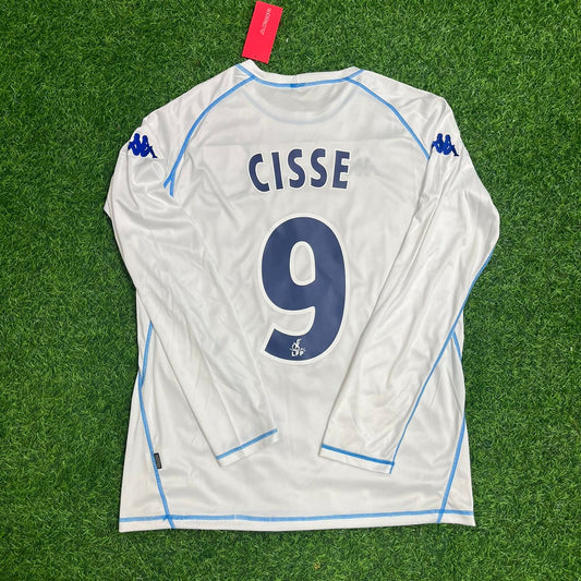 Djibril Cisse Auxerre 2003 White Long Sleeve Retro Jersey Maillot