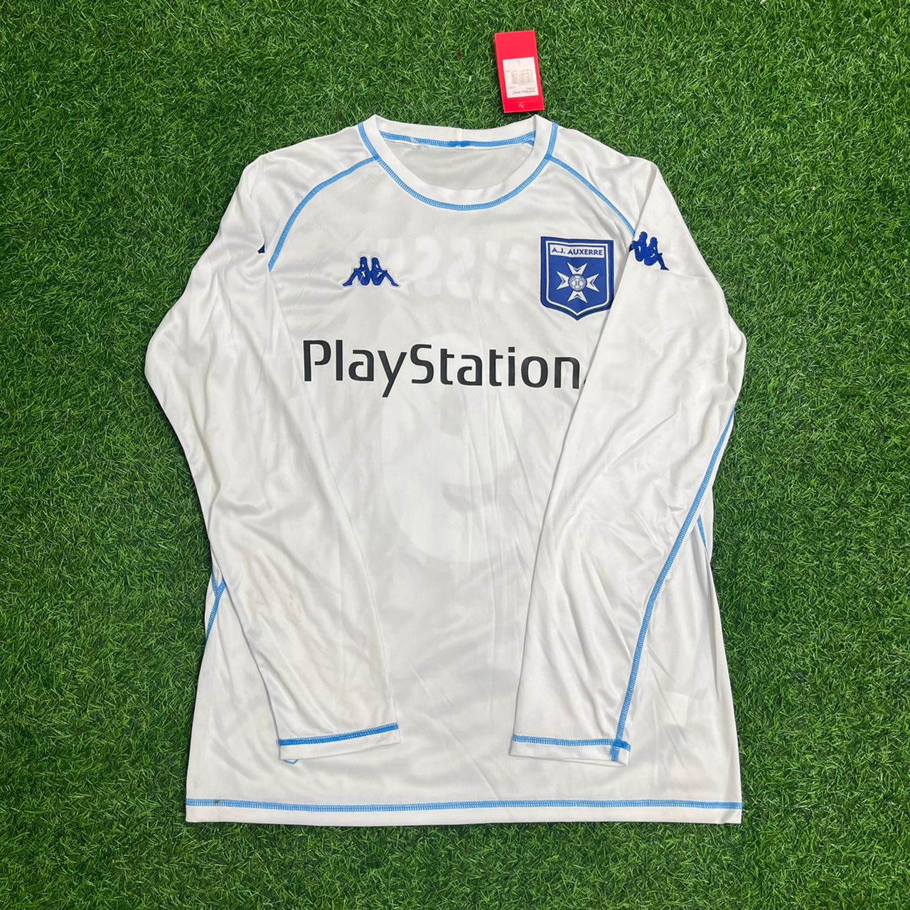 Djibril Cisse Auxerre 2003 White Long Sleeve Retro Jersey Maillot