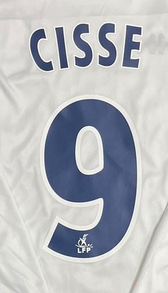 Djibril Cisse Auxerre 2003 White Long Sleeve Retro Jersey Maillot