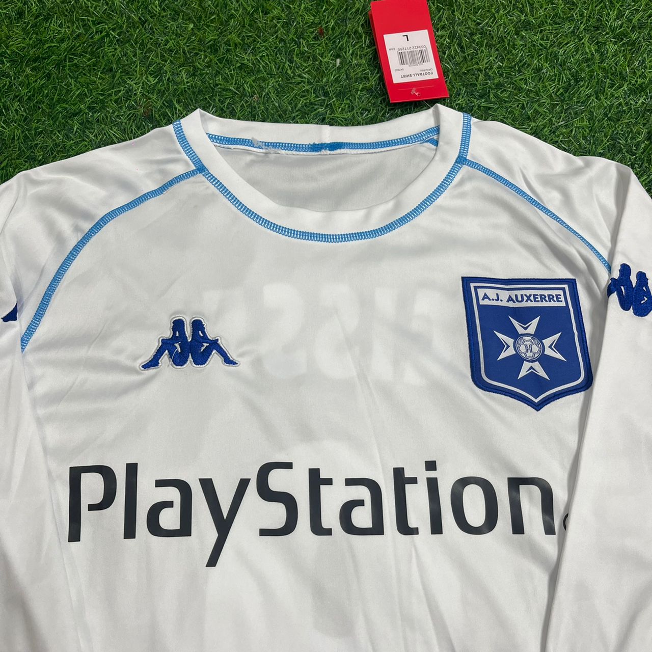 Djibril Cisse Auxerre 2003 White Long Sleeve Retro Jersey Maillot