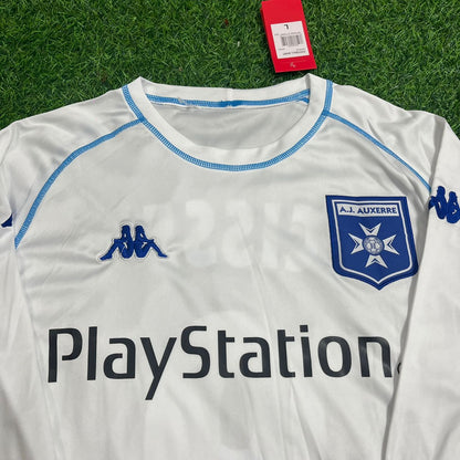Djibril Cisse Auxerre 2003 White Long Sleeve Retro Jersey Maillot
