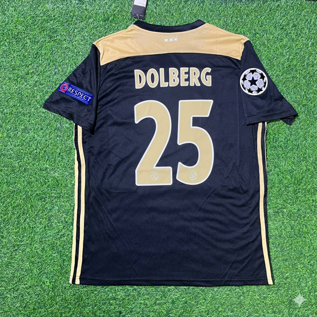 Kasper Dolberg Ajax 2018–2019 Champions League Black Retro Football Jersey Kit
