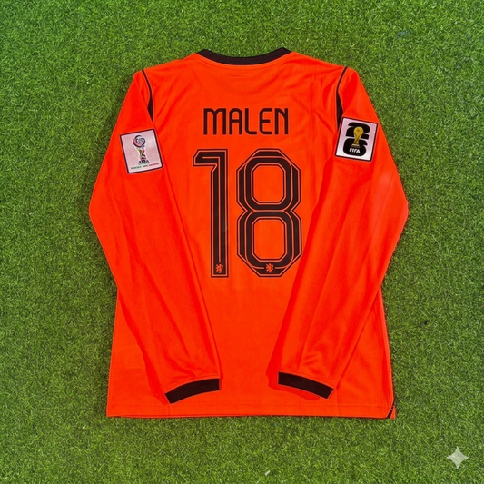 Donyell Malen #18 Netherlands 2026 World Cup Home Long Sleeve Football Jersey