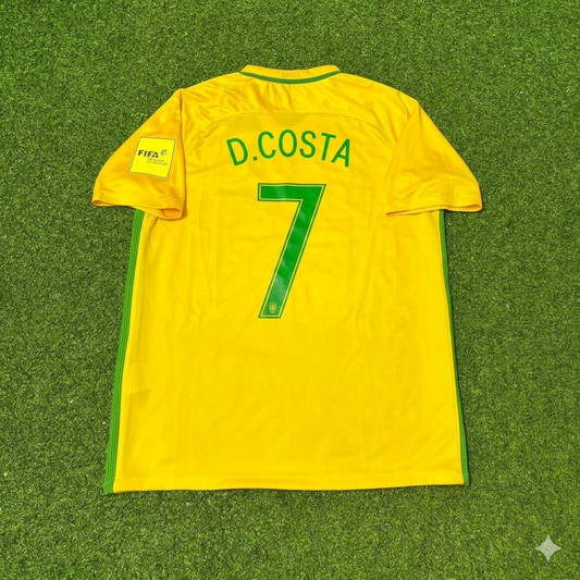 Douglas Costa #7 Brazil 2018 World Cup Home Football Jersey