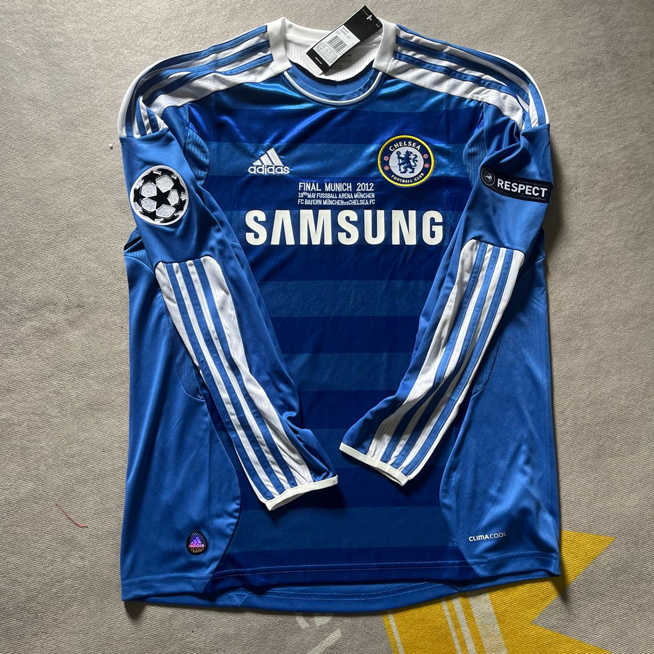 Didier Drogba Chelsea Champhions League 2012 Munich Final Retro Long Sleeve Jersey