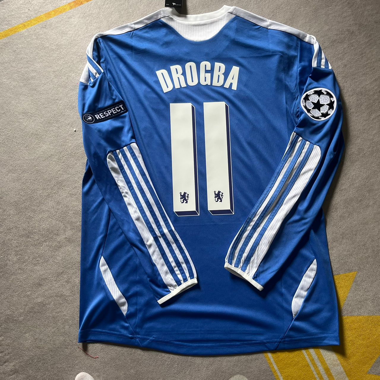 Didier Drogba Chelsea Champhions League 2012 Munich Final Retro Long Sleeve Jersey