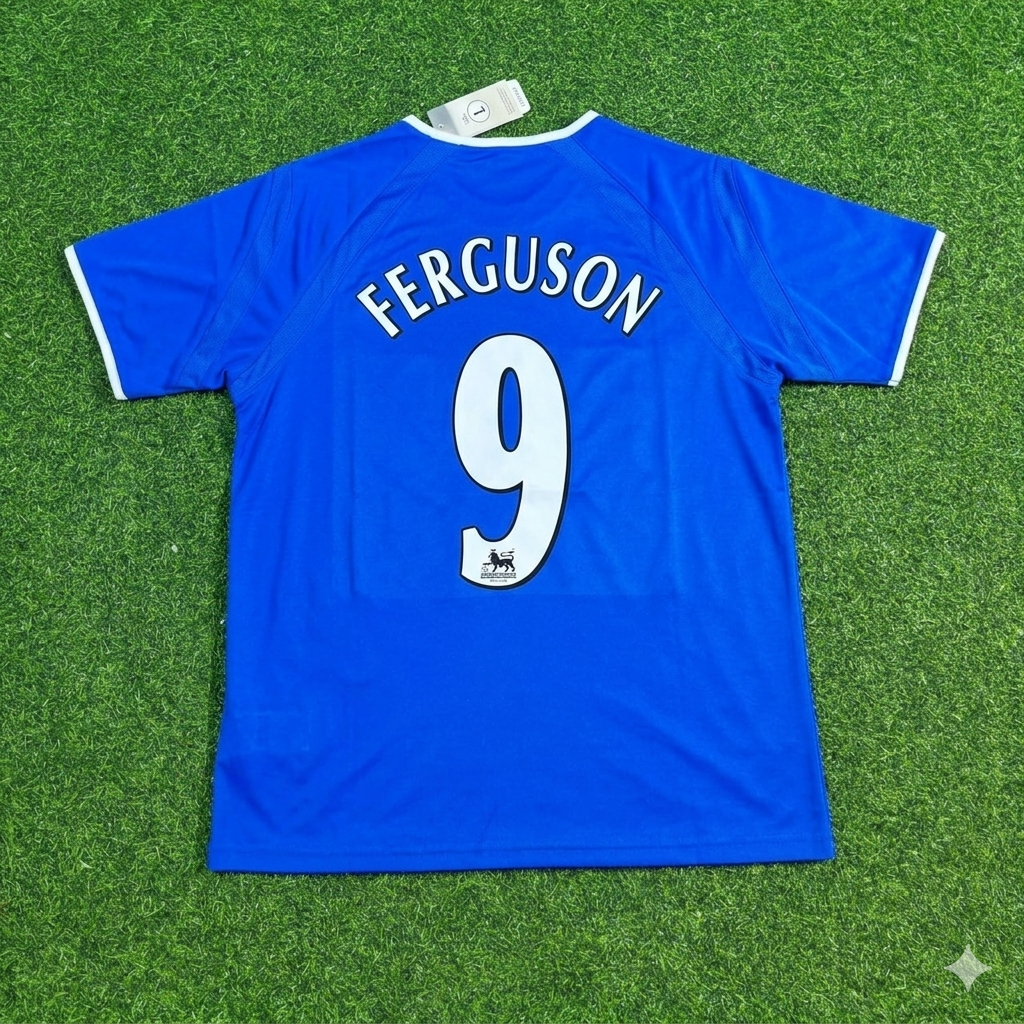 Duncan Ferguson #9 Everton Fc Blue Retro Football Jersey