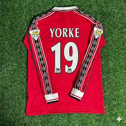 Dwight Yorke 19 - Manchester United 1999 Red Long Sleeve Kit Jersey Trikot Maillot