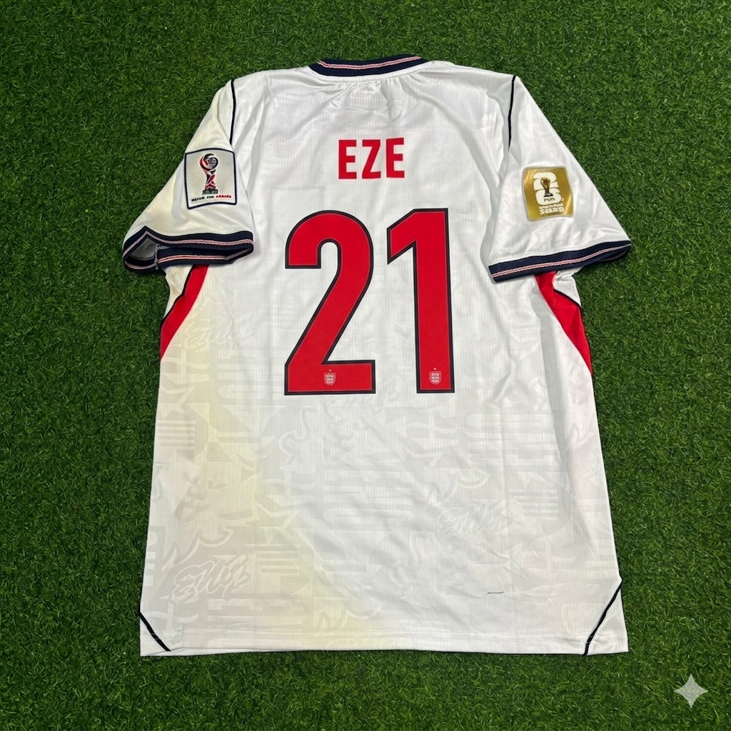 Eberechi Eze #21 England 2026 World Cup Home White Football Jersey