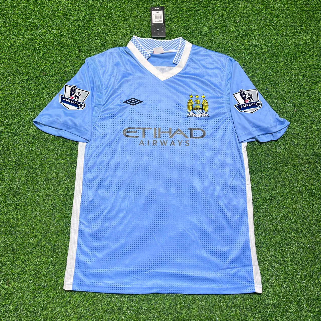 Edin Dzeko 10 Manchester City 2011/12 Heimtrikot, blaues Retro-Trikot, Trikot-Trikot, Fußballtrikot
