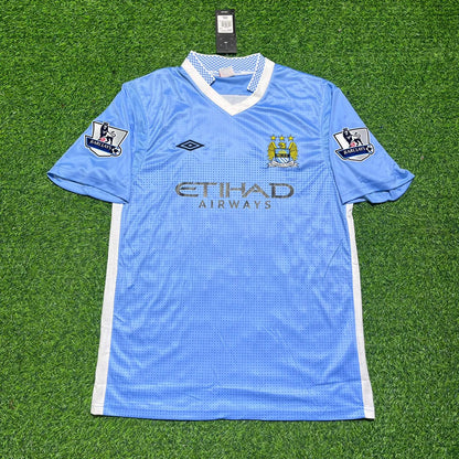 Edin Dzeko 10 Manchester City 2011/12 Heimtrikot, blaues Retro-Trikot, Trikot-Trikot, Fußballtrikot