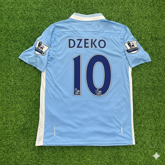 Edin Dzeko 10 Manchester City 2011/12 Heimtrikot, blaues Retro-Trikot, Trikot-Trikot, Fußballtrikot
