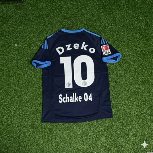 Edin Dzeko Schalke 04 Retro Away Heimtrikot Rot Fußball Trikot