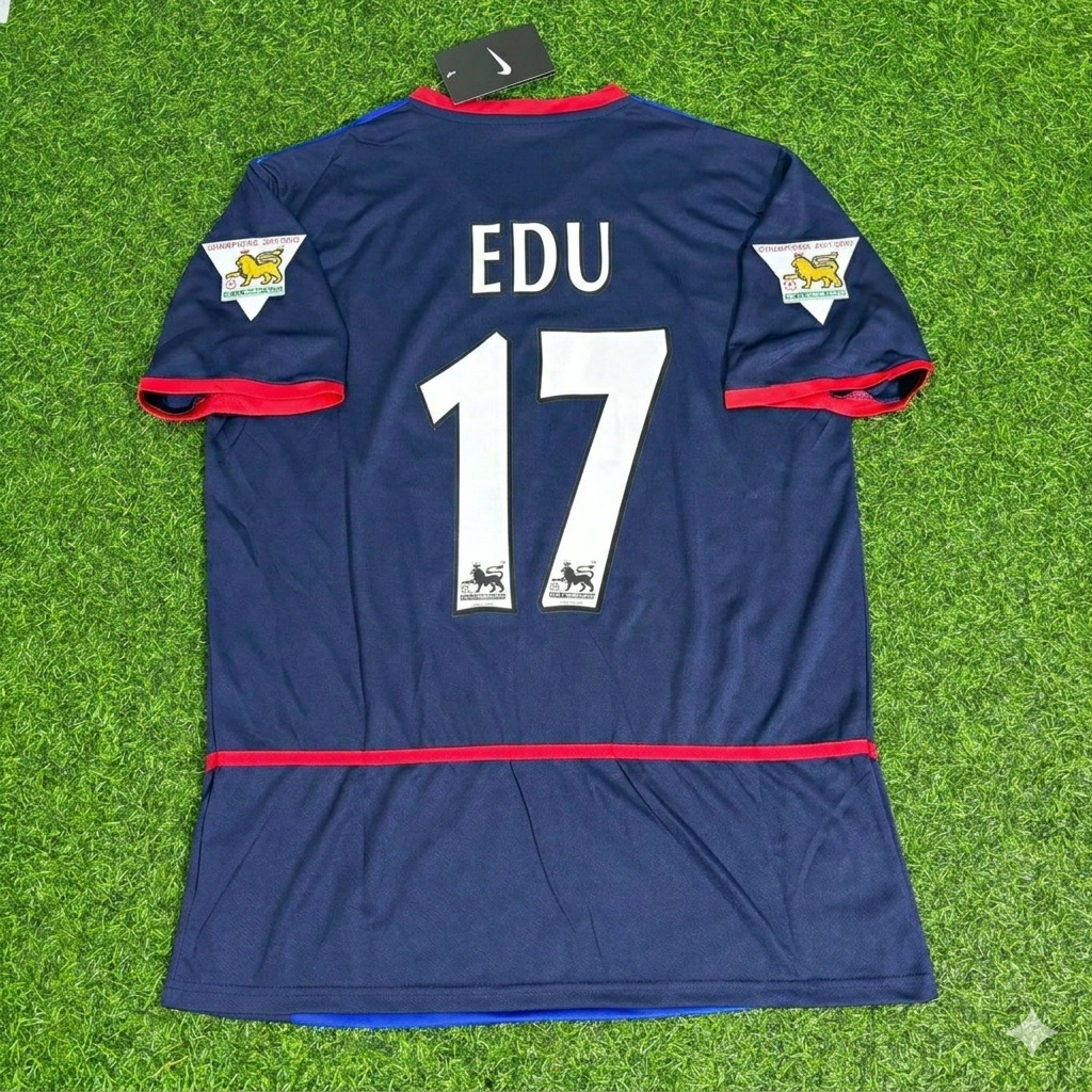 Eduardo César Gaspar 17- Arsenal 2002-2004 Black Blue o2 Retro Kit Jersey Trikot Maglia Camiseta Soccer Shirt