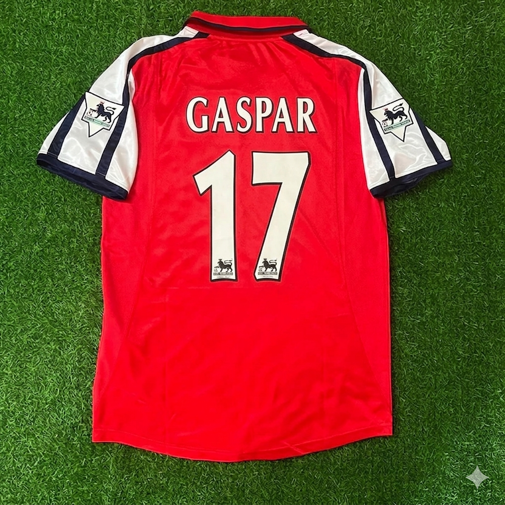Eduardo César Gaspar #17 Arsenal 1999-2002 Red White Retro Jersey Trikot Maglia Camiseta Soccer Shirt