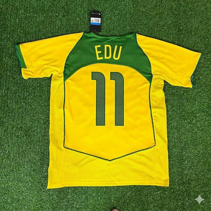 Eduardo César Gaspar 11– Brazil 2004–2006 Retro Kit Jersey – | Trikot | Maillot Soccer Shirt