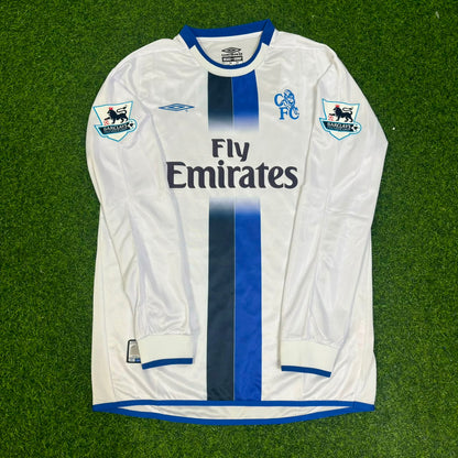 Eidur Gudjohnsen 22 Chelsea Away 2004 Retro White Long Sleeve Jersey Trikot Kit Maillot Soccer Shirt