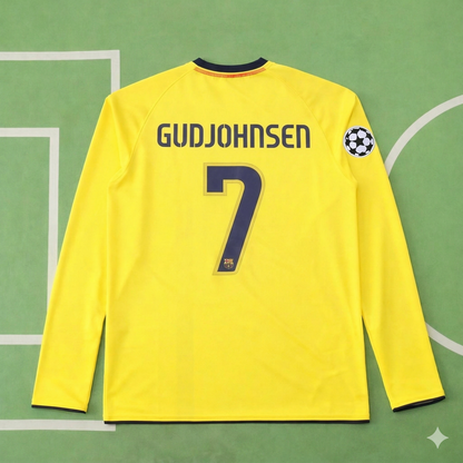 Eidur Gudjohnsen FC Barcelona 08/09 Season Yellow Away Retro Jersey Trikot Soccer Shirt