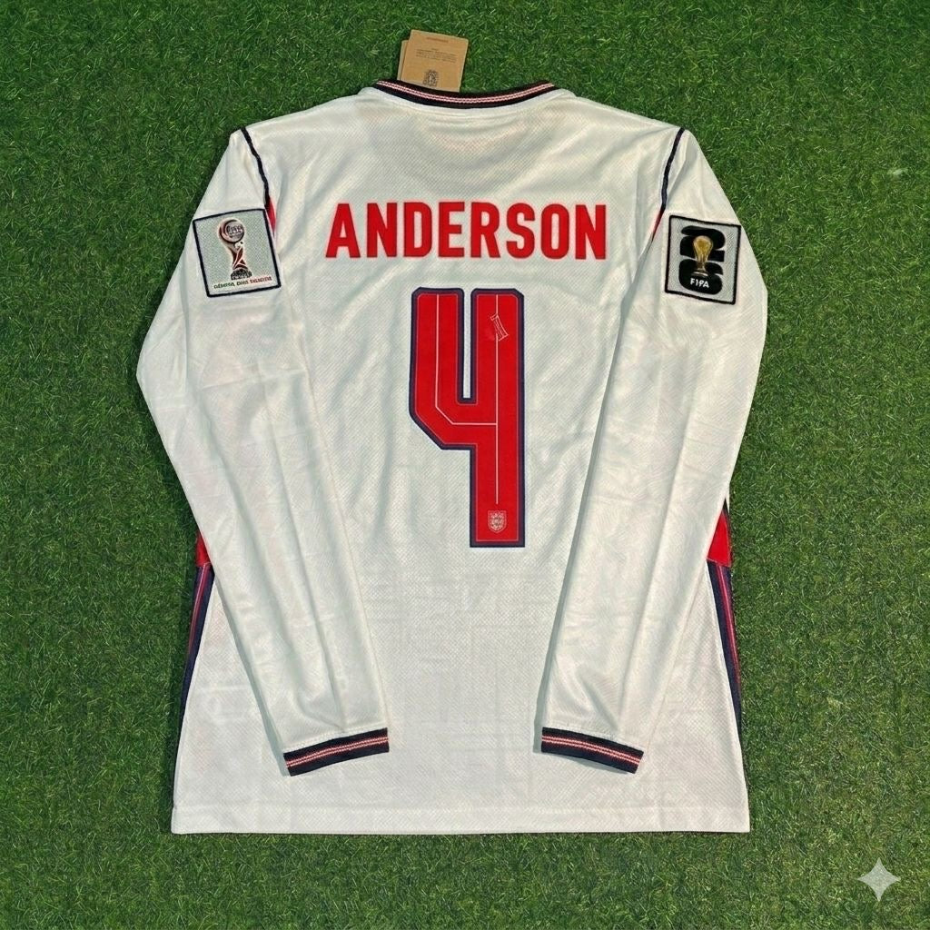 Elliot Anderson #4 England 2026 World Cup Home White Long Sleeve Jersey