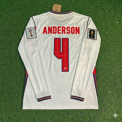 Elliot Anderson #4 England 2026 World Cup Home White Long Sleeve Jersey