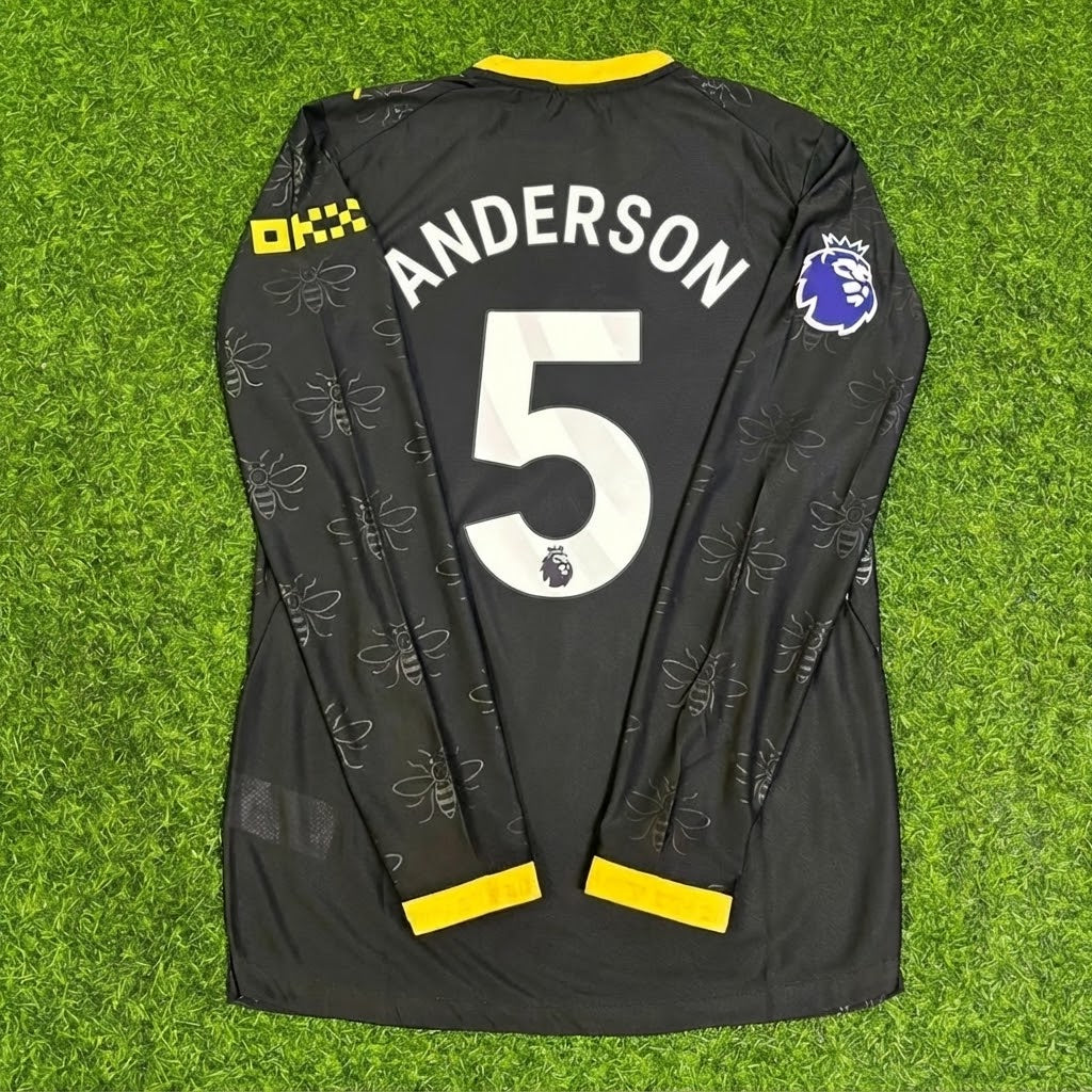 Elliot Anderson #5 Manchester City 2026/2027 New Season Away Black Long Sleeve Jersey Trikot Maillot Soccer Shirt