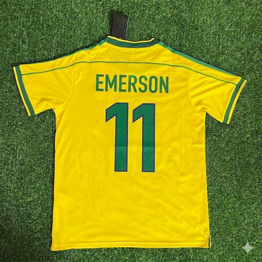 Emerson #11 Brazil 1998 World Cup Retro Jersey Soccer Shirt