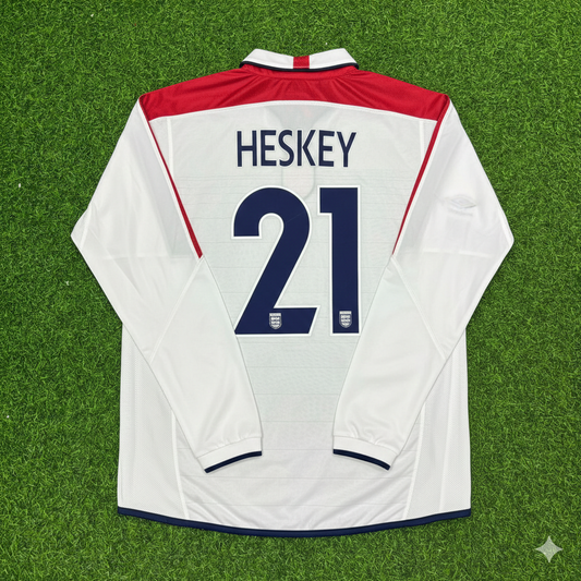 Emile Heskey England EURO 2004 Long Sleeve Home Retro Football Jersey