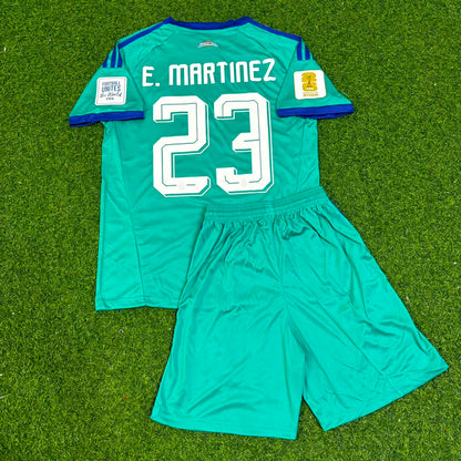 Emiliano Martinez Argentina Goalkeeper 2026 World Cup Kids Football Jersey Kit