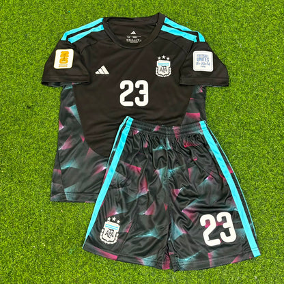 Emiliano Martinez Argentina Goalkeeper 2026 World Cup Kids Football Jersey Kit