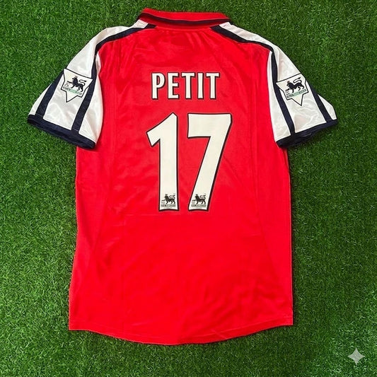 Emmanuel Petit #17 Arsenal 1999-2002 Red White Retro Jersey Trikot Maglia Camiseta Soccer Shirt