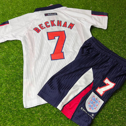 Beckham England 1998 Home Kids Kit – Kit Jersey for Children – | KinderTrikot | Maillot Enfant

