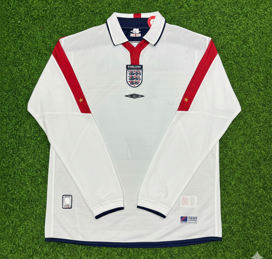 England EURO 2004 Long Sleeve Home Retro Football Jersey